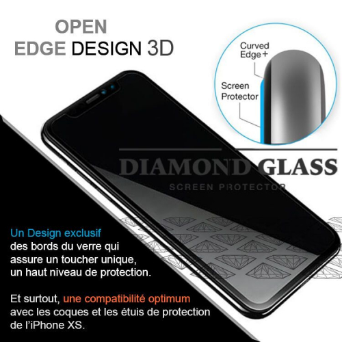 Verre Trempé iPhone XS - 3D intégrale - DIAMOND GLASS HD3