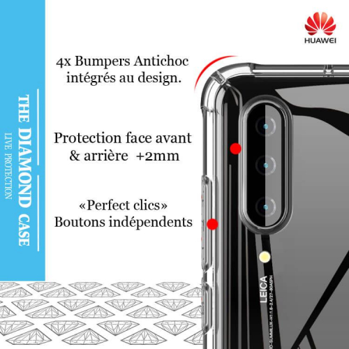 Coque de protection silicone Huawei P30 Lite - Antichoc - Diamond Case