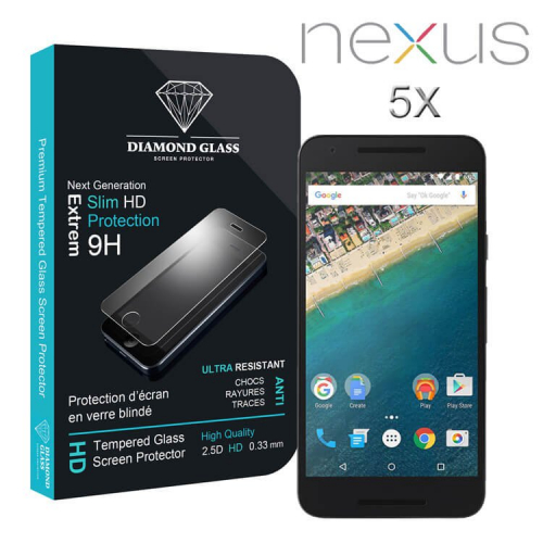 Film écran Nexus 5X. Protection en verre trempé Diamond Glass HD
